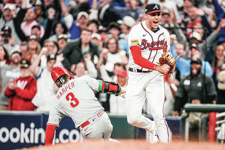 Braves rally for 5-4 win over Phillies on d'Arnaud, Riley homers and  game-ending double play, MLB