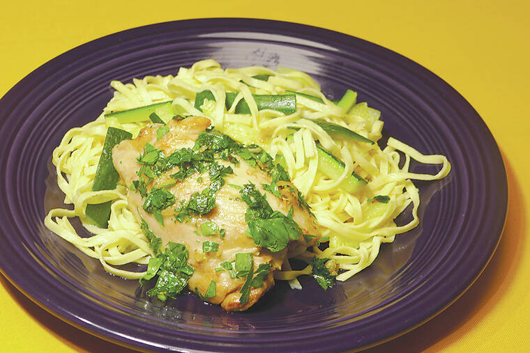 Scampi-Style Chicken and Linguine with Zucchini full of classic Italian flavors